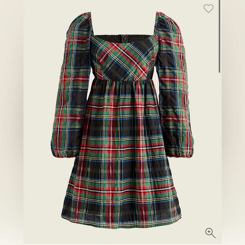 J. Crew Womens Puff Sleeve Stewart Tartan Mini Dress Christmas Sz 8 Holiday